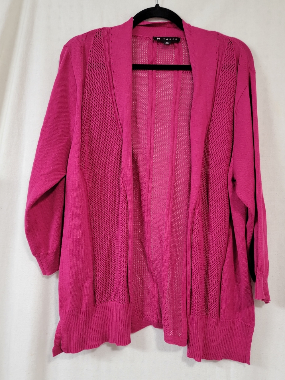 N Touch Open-Front Fuchsia Knit Cardigan Size XL